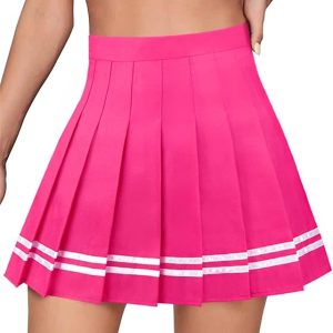 Hot Pink Pleated Tennis Skirt with White Stripes