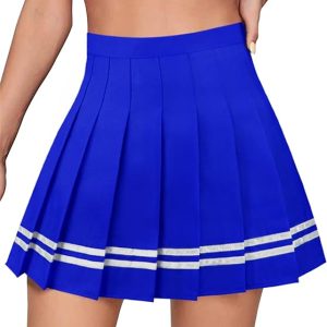 Royal Blue Pleated Tennis Skirt with White Stripes